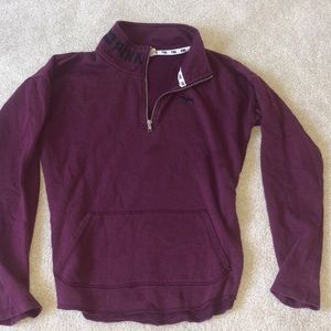 Burgandy pink sweater with half zip